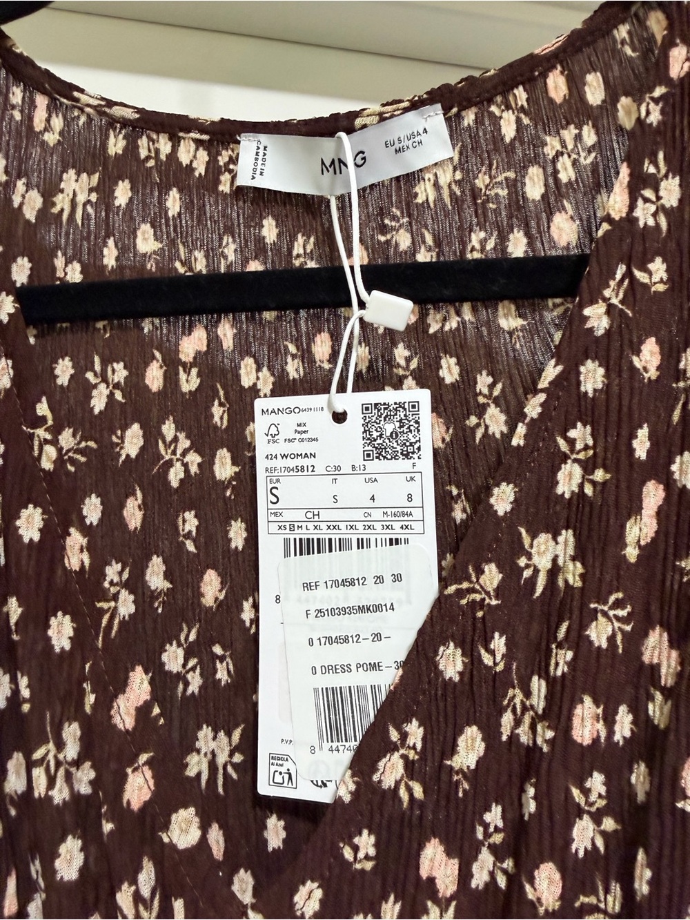 NWT MANGO Print Long Sleeve Maxi Dress - Brown 4 - Picture 7 of 8